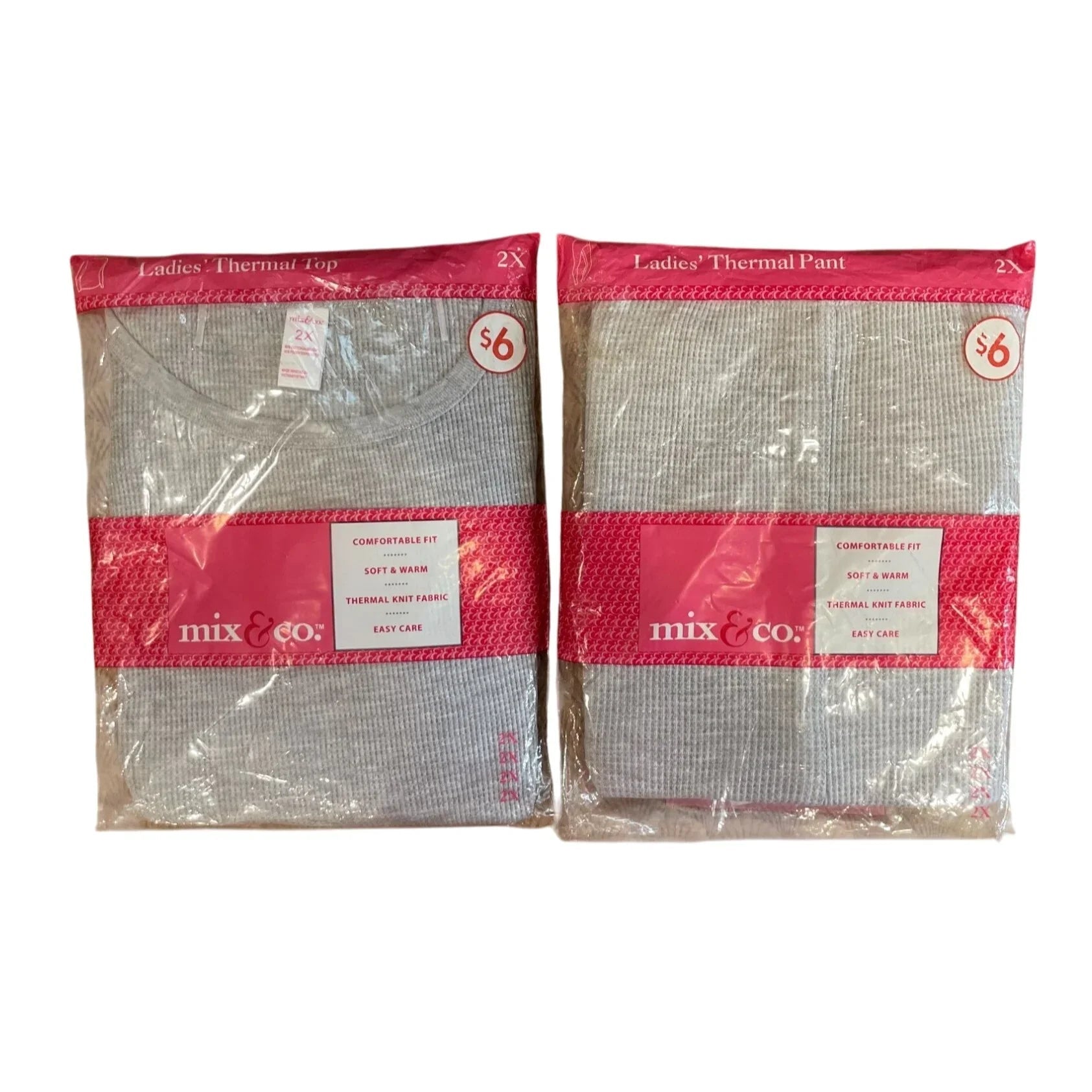 mix & co. Women's Gray Thermal Knit Fabric Pants & Top Size 2X - A+ Stuff - Shirts & Tops - A+ Stuff