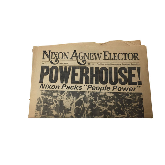 Vintage ''Nixon Agnew Elector'' Newspaper Sept 1968 No. 1