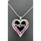 Pink Sapphire 'MOM' Heart Necklace with Diamond Accent