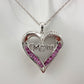 Pink Sapphire 'MOM' Heart Necklace with Diamond Accent