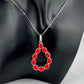 Modern 8.5 ct Red Coral Bold Teardrop Pendant - 24" Sterling Silver Chain - Jewelry - A+ Stuff