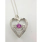 "Mom" Dancing Heart Necklace with Lab Created Pink & White Sapphires - Unbranded - Necklace with Pendant - A+ Stuff
