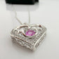 "Mom" Dancing Heart Necklace with Lab Created Pink & White Sapphires - Unbranded - Necklace with Pendant - A+ Stuff