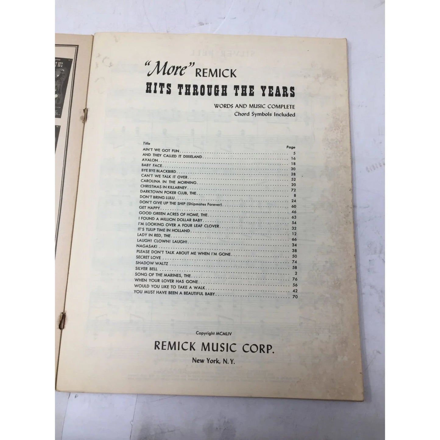More Remick Hits Through The Years Vintage Sheet Music Book - A+ Stuff - SHEET MUSIC - A+ Stuff