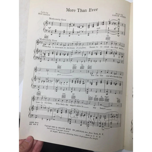 ''MORE THAN EVER'' BY BUD GREEN/ISHAM JONES - ADVANCE ARTIST COPY - A+ Stuff - SHEET MUSIC - A+ Stuff
