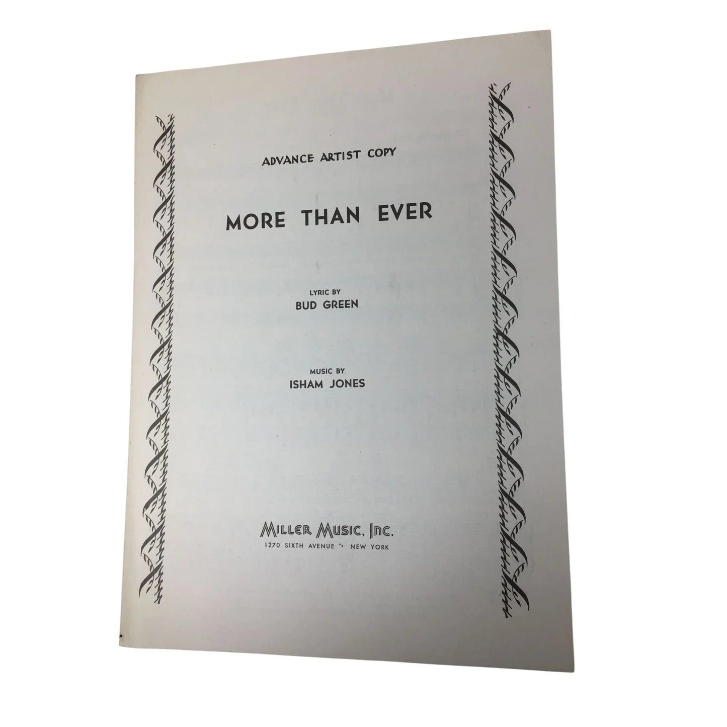 ''MORE THAN EVER'' BY BUD GREEN/ISHAM JONES - ADVANCE ARTIST COPY - A+ Stuff - SHEET MUSIC - A+ Stuff