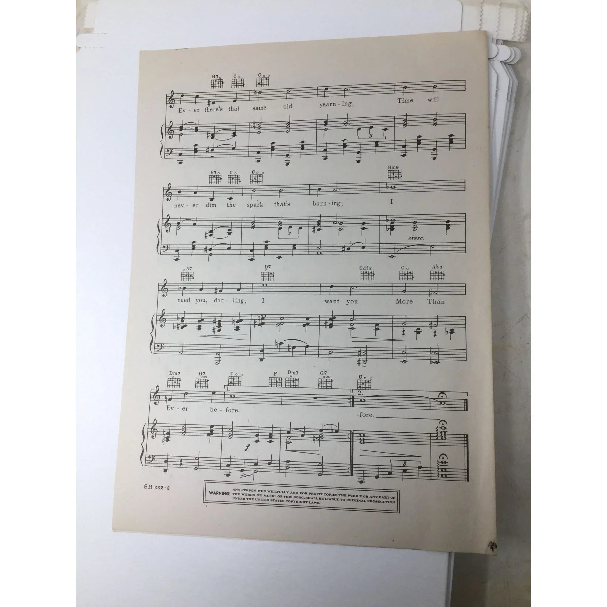 ''MORE THAN EVER'' BY BUD GREEN/ISHAM JONES - ADVANCE ARTIST COPY - A+ Stuff - SHEET MUSIC - A+ Stuff