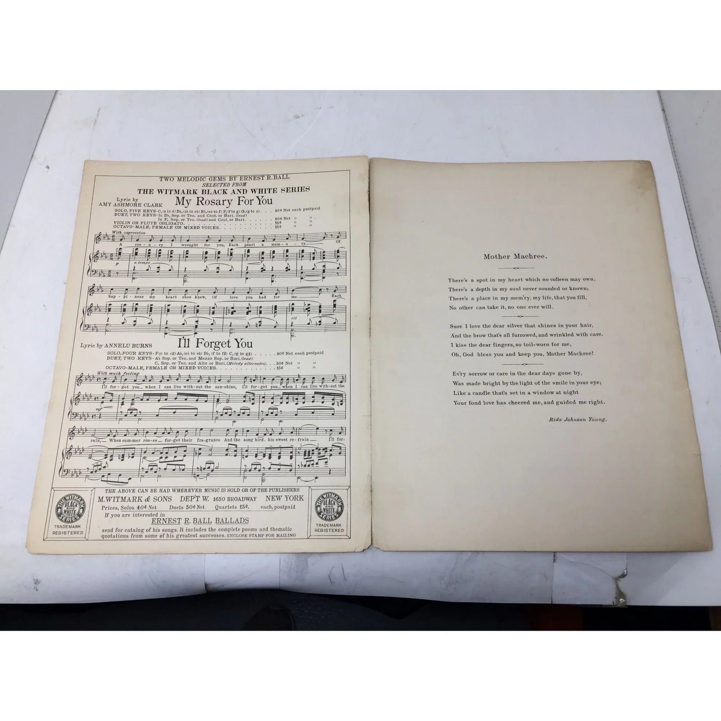 Mother Machree Song Vintage Sheet Music - A+ Stuff - SHEET MUSIC - A+ Stuff