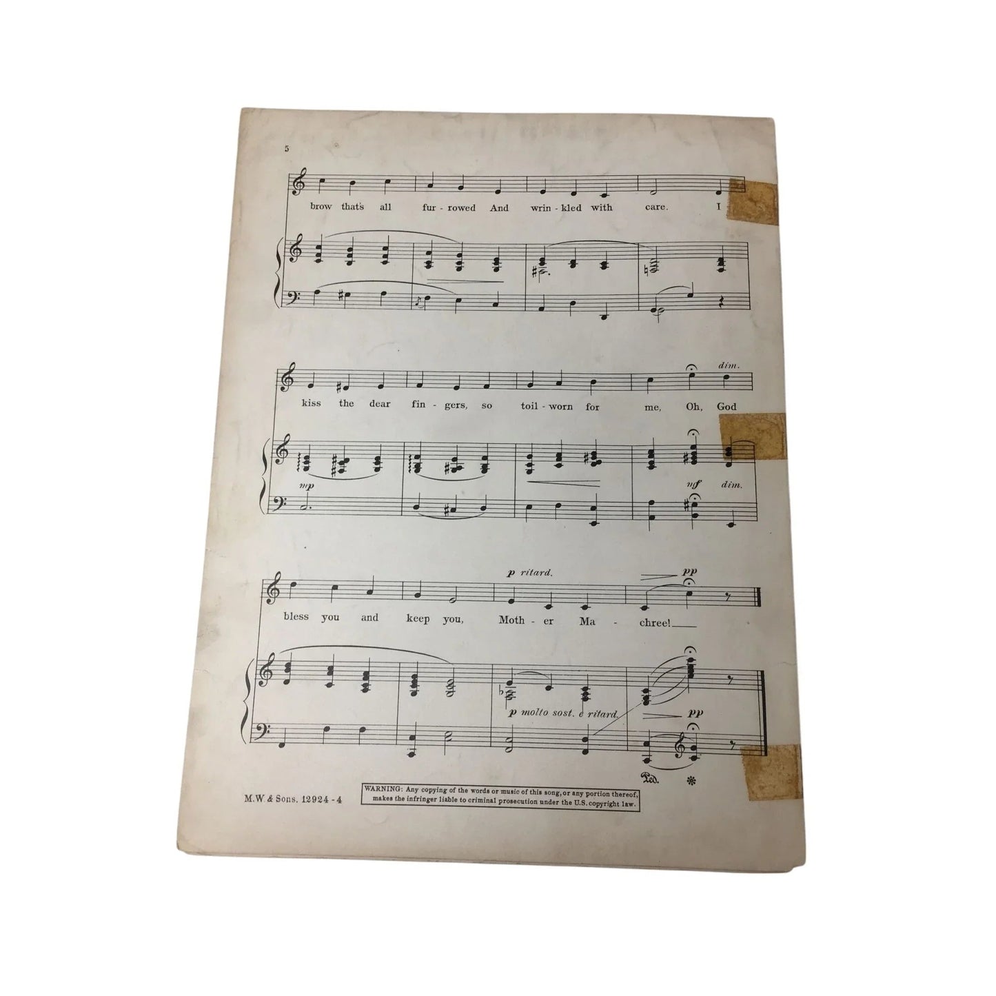 Mother Machree Song Vintage Sheet Music - A+ Stuff - SHEET MUSIC - A+ Stuff