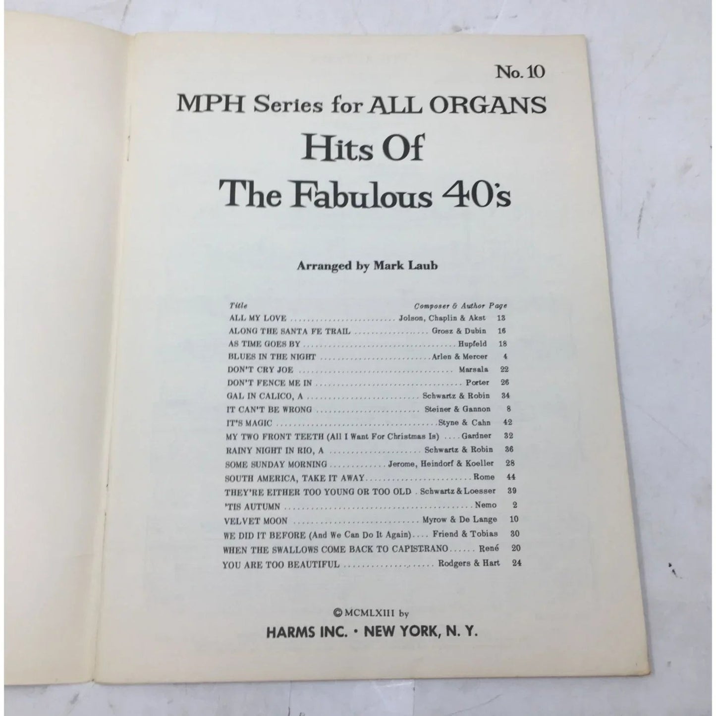 MPH Series for all Organs 10 Hits of the Fabulous 40's - A+ Stuff - Books - A+ Stuff