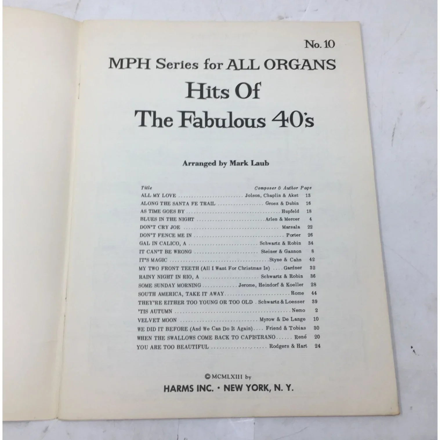 MPH Series for all Organs 10 Hits of the Fabulous 40's - A+ Stuff - Books - A+ Stuff