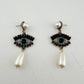 Evil Eye Rhinestone Pearl Drop Dangle Earrings