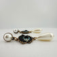 Evil Eye Rhinestone Pearl Drop Dangle Earrings