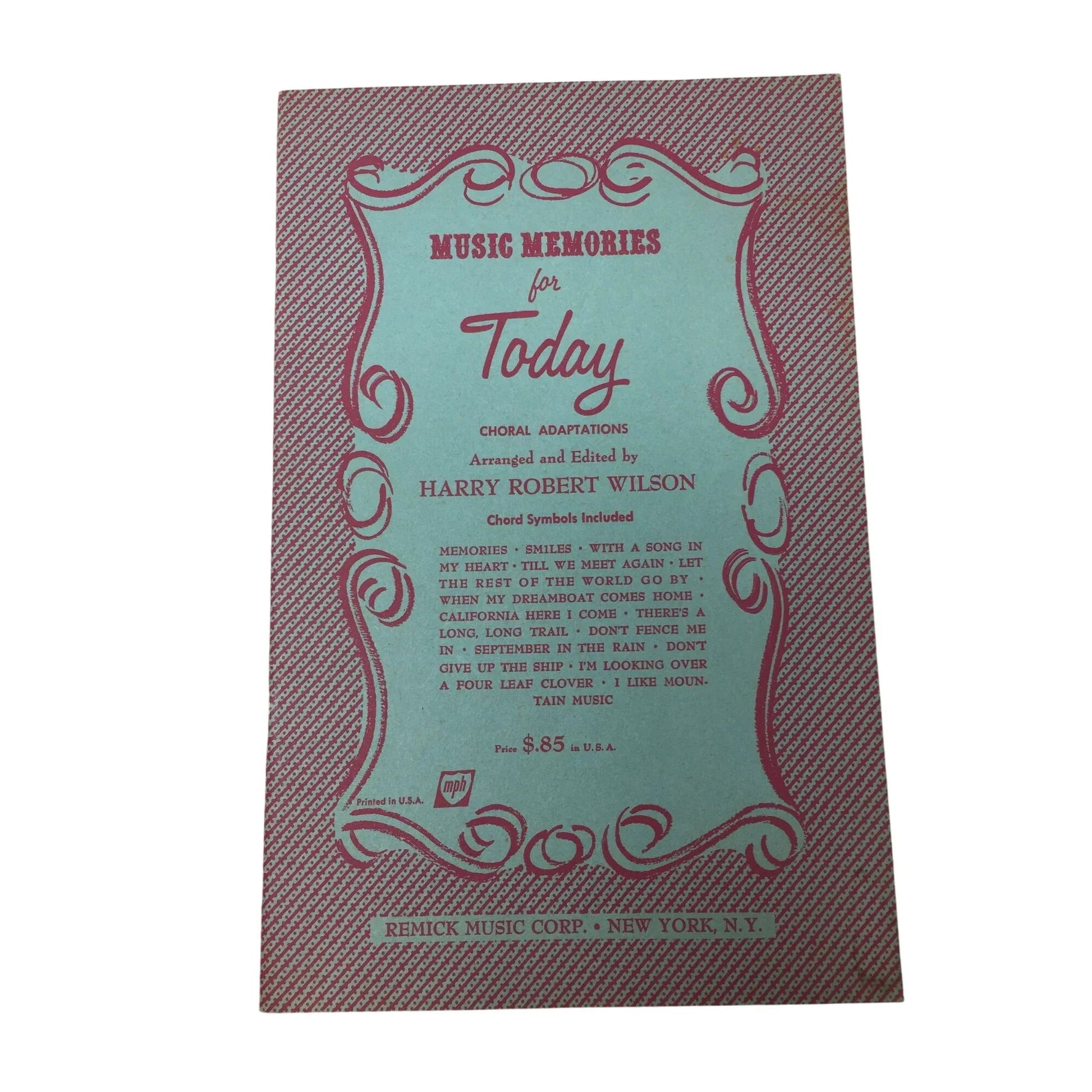Music Memories for Today Choral adaptions by Harry Robert Wilson - A+ Stuff - SHEET MUSIC - A+ Stuff