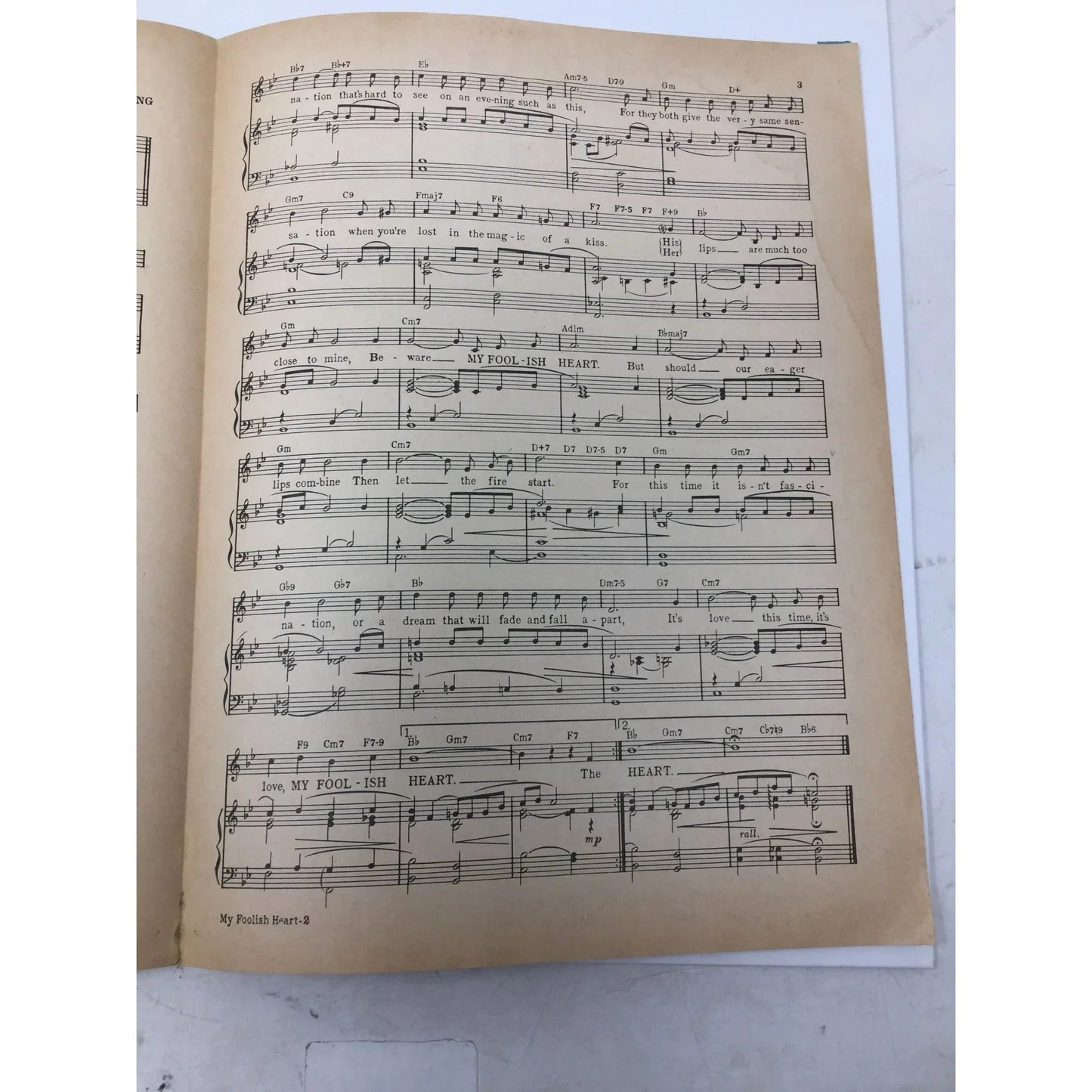 ''MY FOOLISH HEART'' VINTAGE SHEET MUSIC - A+ Stuff - SHEET MUSIC - A+ Stuff