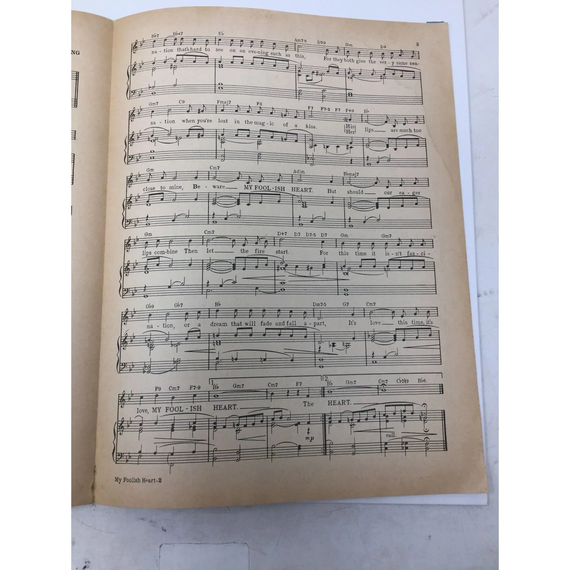 ''MY FOOLISH HEART'' VINTAGE SHEET MUSIC - A+ Stuff - SHEET MUSIC - A+ Stuff