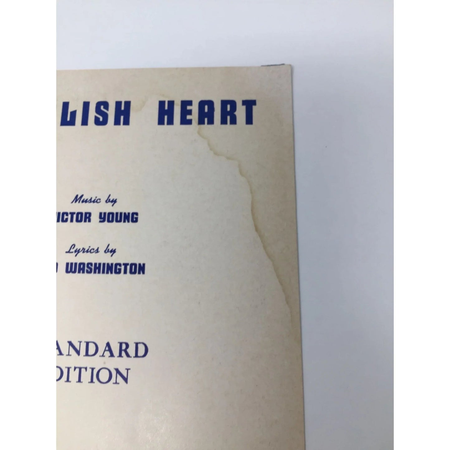 ''MY FOOLISH HEART'' VINTAGE SHEET MUSIC - A+ Stuff - SHEET MUSIC - A+ Stuff