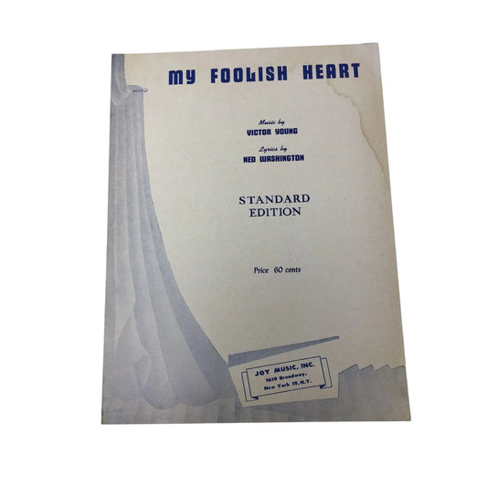 ''MY FOOLISH HEART'' VINTAGE SHEET MUSIC - A+ Stuff - SHEET MUSIC - A+ Stuff