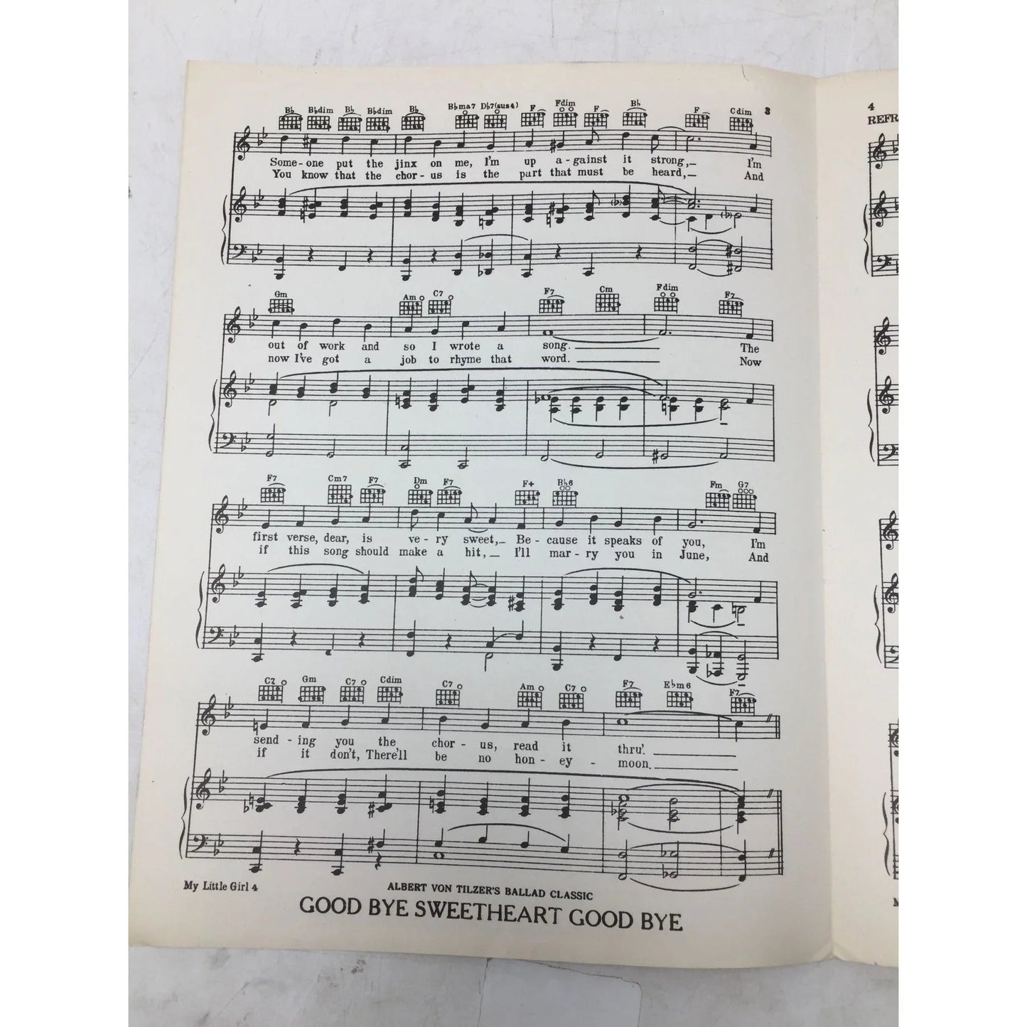 ''My Little Girl'' by Sam Lewis, Will Dillon, and Albert Von Tilzer - A+ Stuff - SHEET MUSIC - A+ Stuff