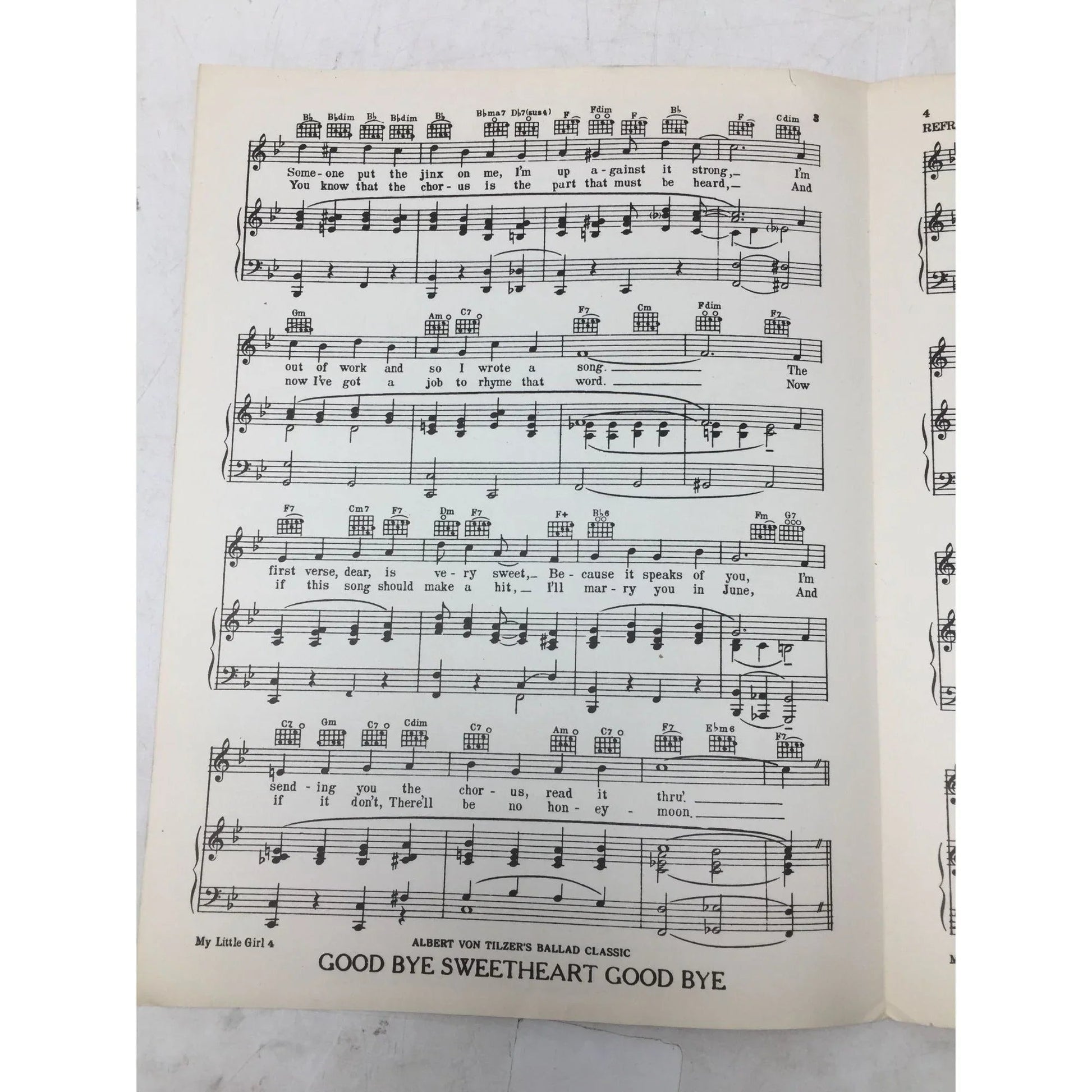 ''My Little Girl'' by Sam Lewis, Will Dillon, and Albert Von Tilzer - A+ Stuff - SHEET MUSIC - A+ Stuff