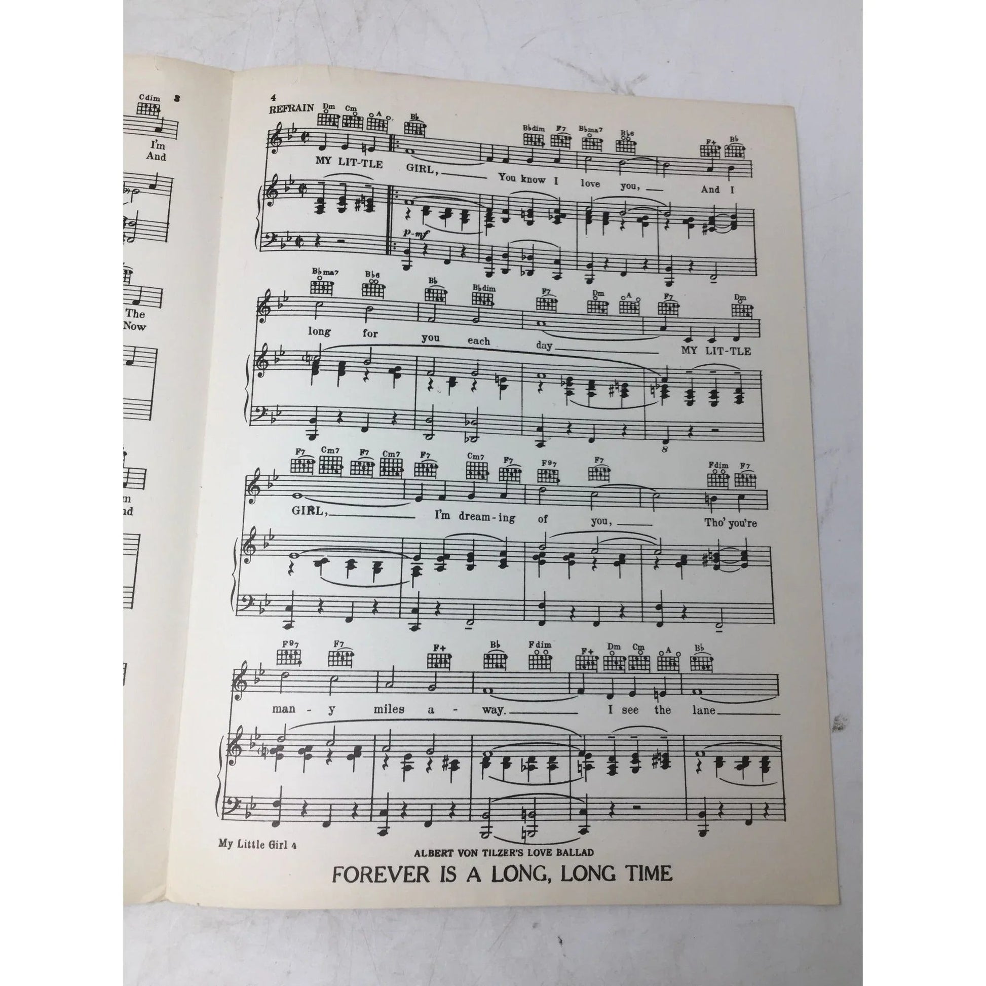 ''My Little Girl'' by Sam Lewis, Will Dillon, and Albert Von Tilzer - A+ Stuff - SHEET MUSIC - A+ Stuff
