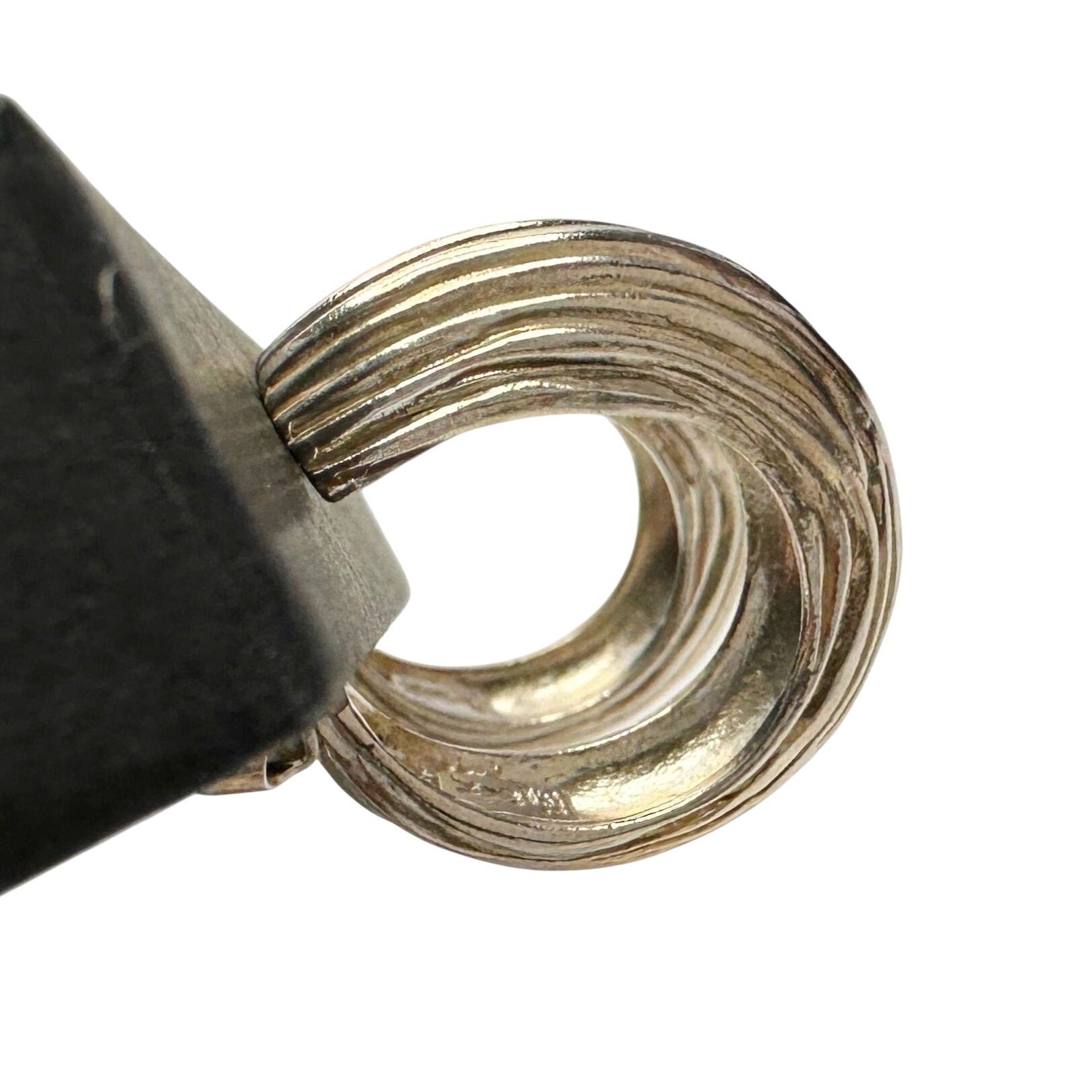 Vintage Yves Saint Laurent Signed 925 Sterling Silver Modernist Ribbed "Shrimp" Clip On Hoop Earrings Yves Saint Laurent (YSL)  A+ Stuff Earrings