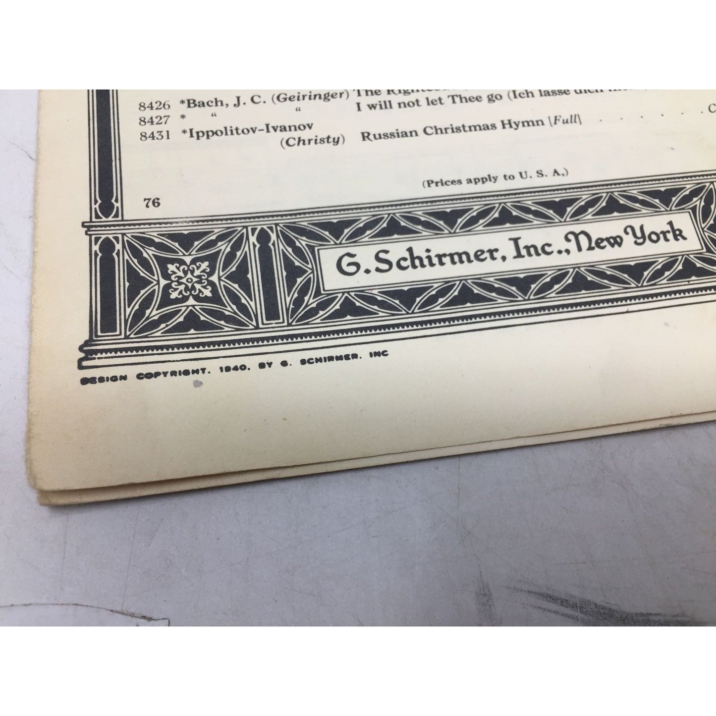 Catalog Page for G. Schirmer’s Choral Church Music A+ Stuff  A+ Stuff SHEET MUSIC