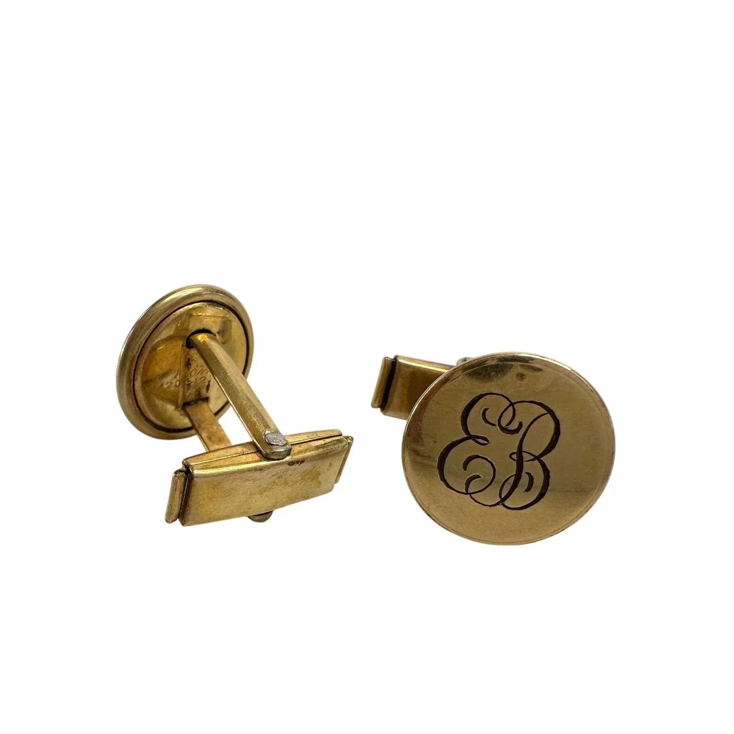 Nanasi 12kt Gold Filled Men's Cufflinks - Script EB Initials etched on front - Nanasi - Cufflinks - A+ Stuff