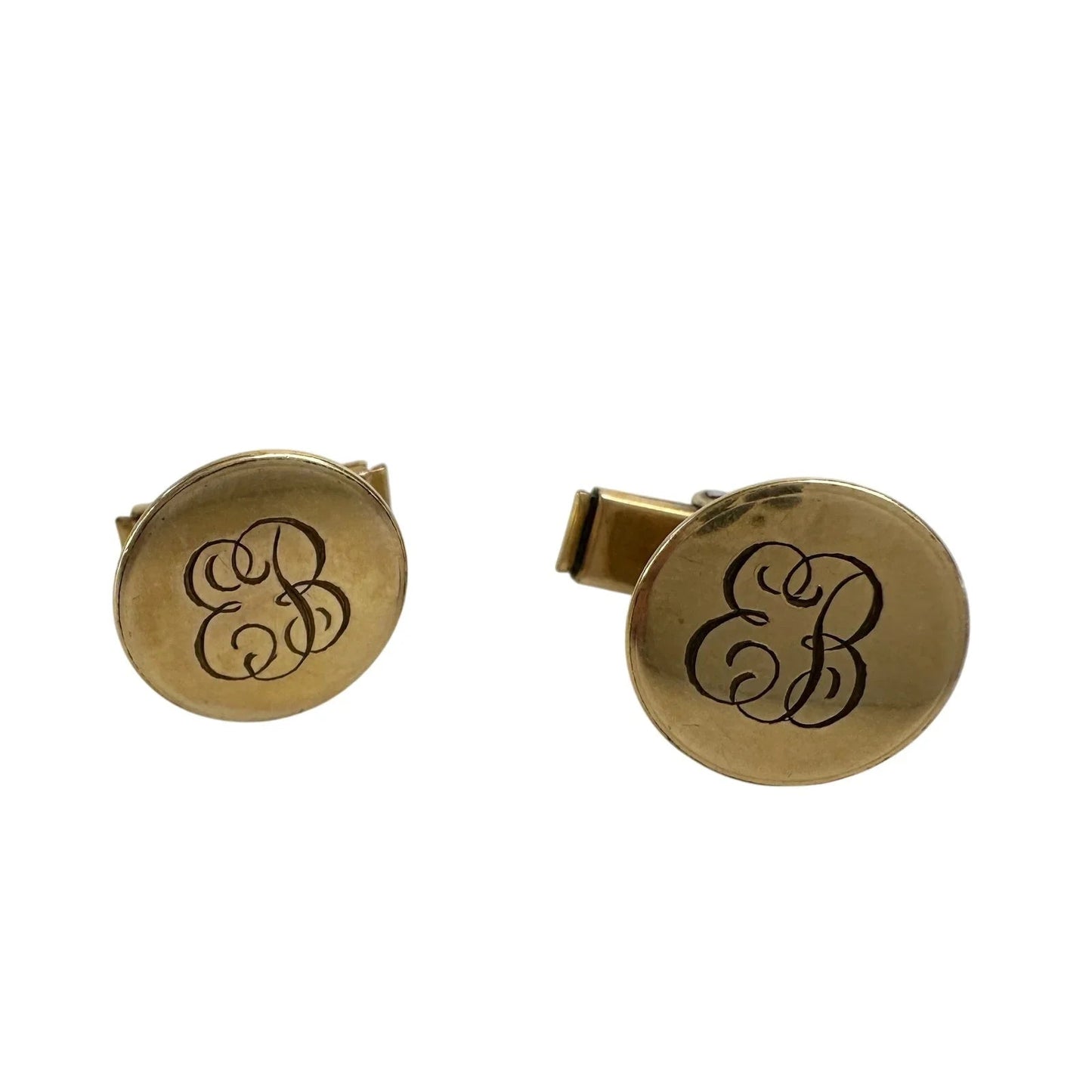 Nanasi 12kt Gold Filled Men's Cufflinks - Script EB Initials etched on front - Nanasi - Cufflinks - A+ Stuff