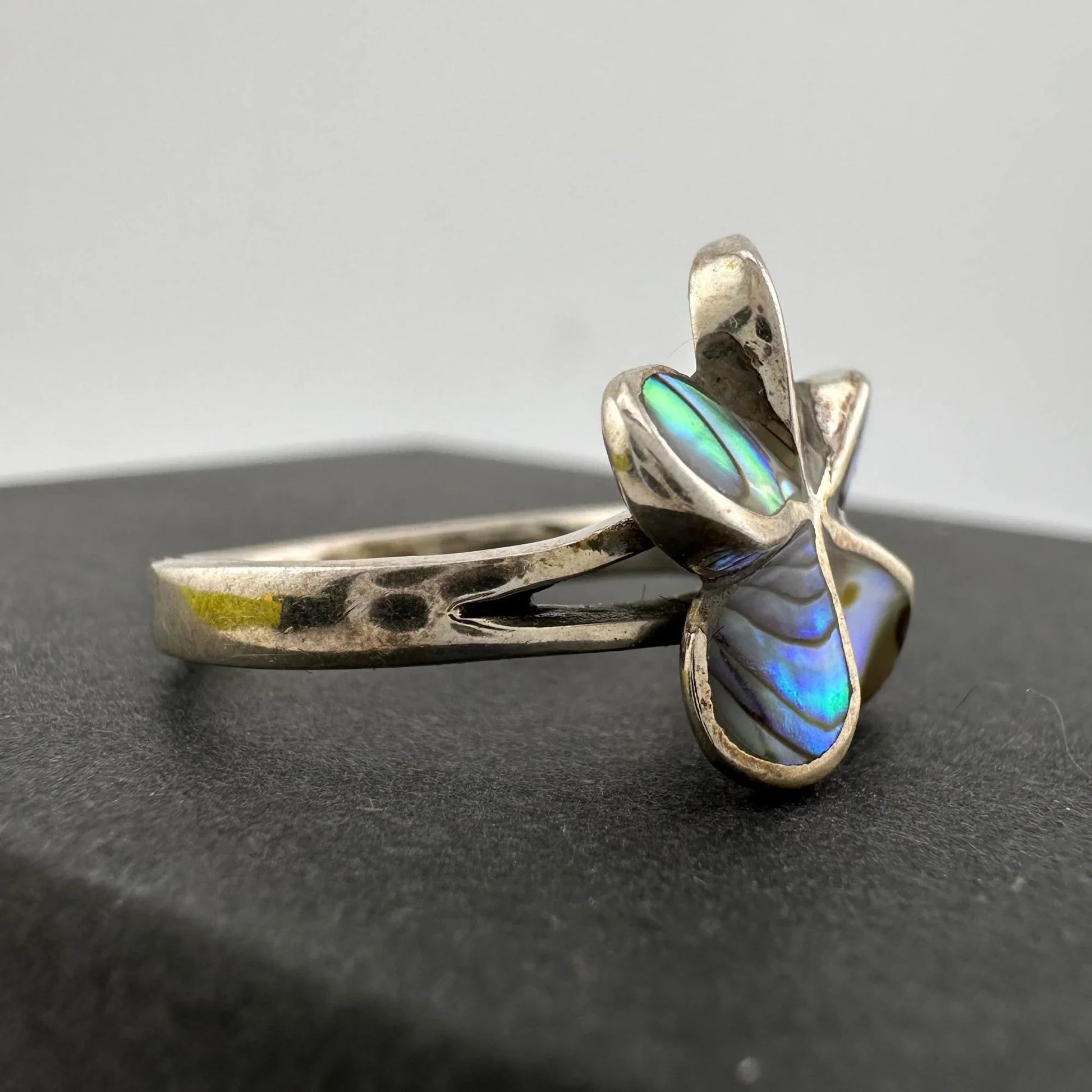 Natural Abalone Flower Ring in Sterling Silver Size 9.75 - A+ Stuff