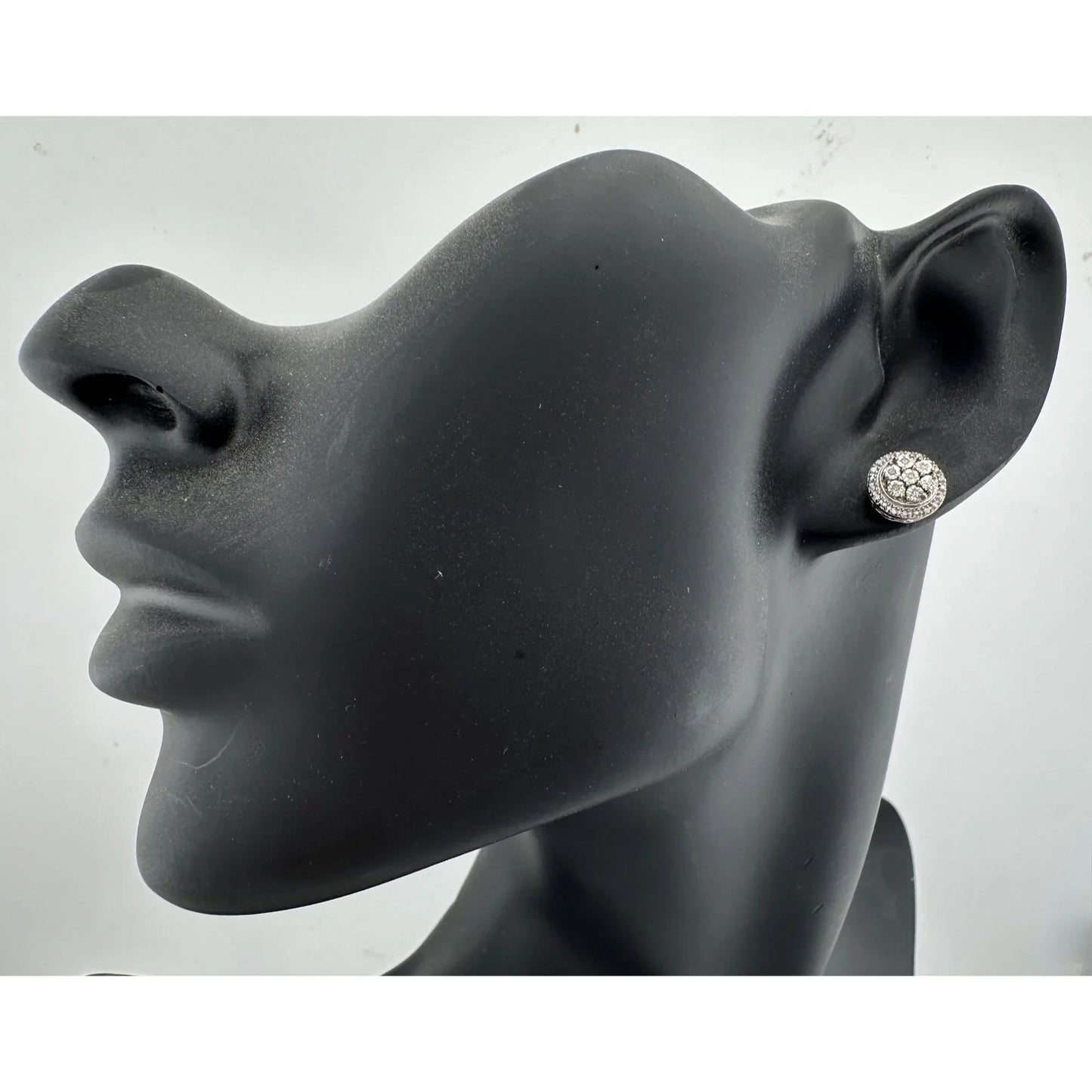 Natural Diamond Halo Stud Earrings in Sterling Silver - A+ Stuff