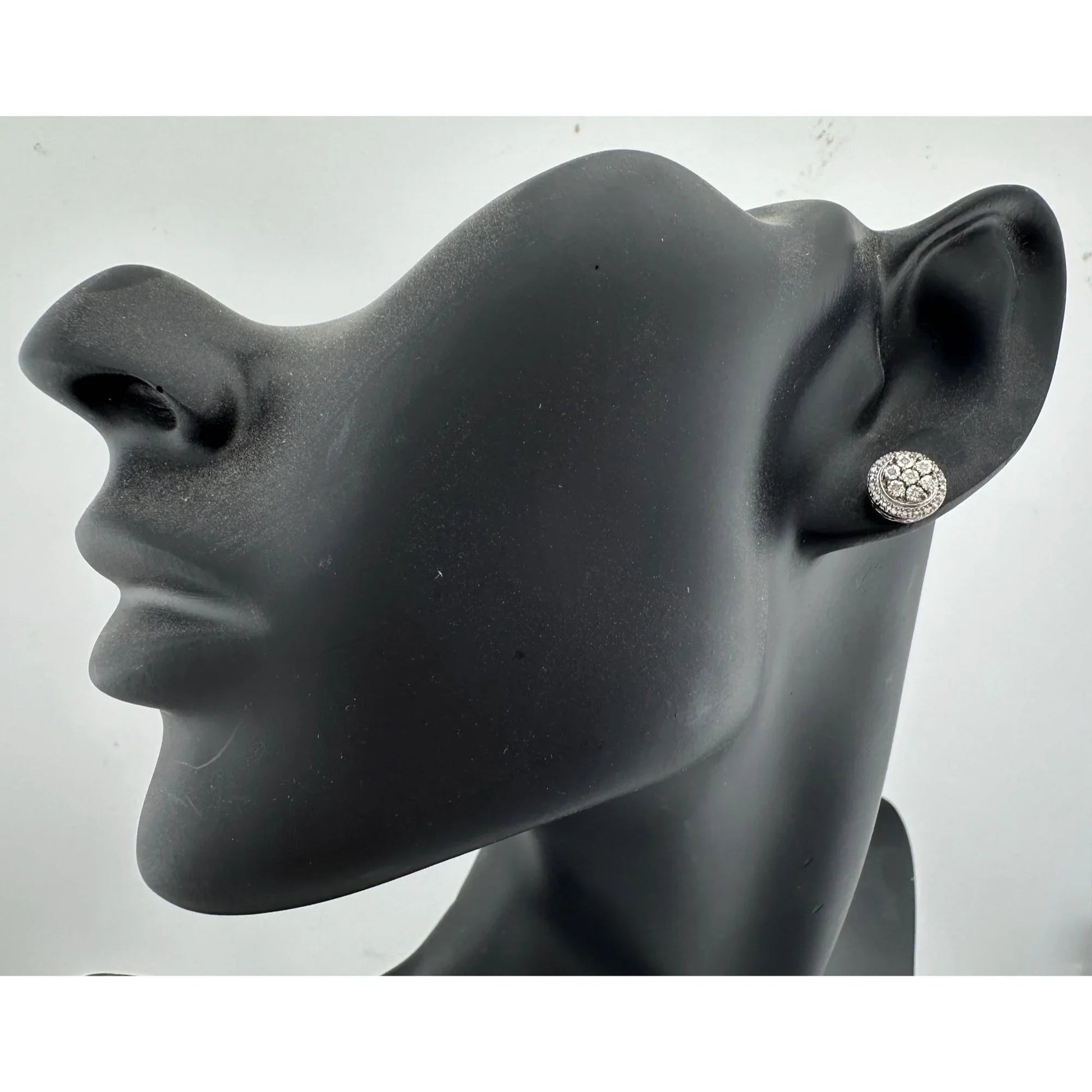 Natural Diamond Halo Stud Earrings in Sterling Silver - A+ Stuff