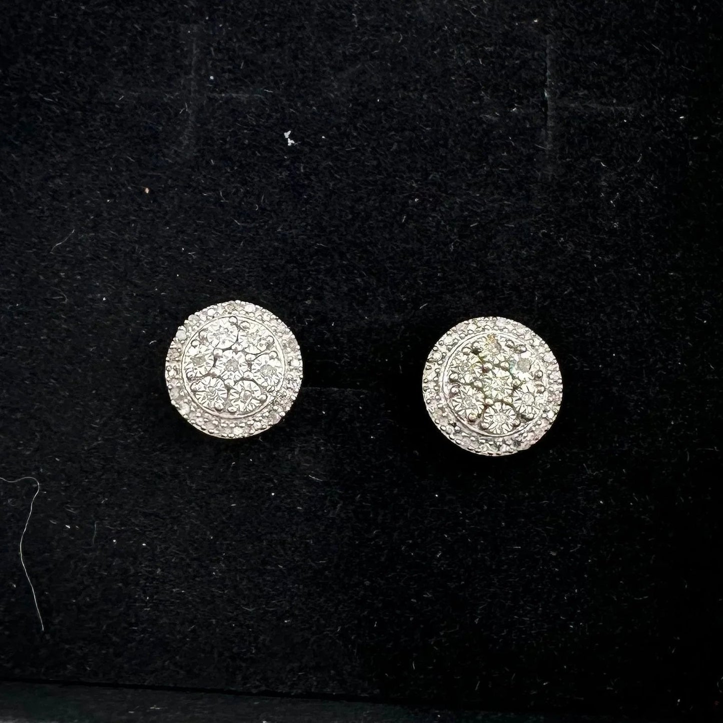 Natural Diamond Halo Stud Earrings in Sterling Silver - A+ Stuff