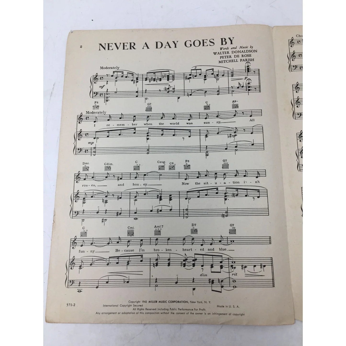 NEVER A DAY GOES BY Vintage sheet music - A+ Stuff - SHEET MUSIC - A+ Stuff