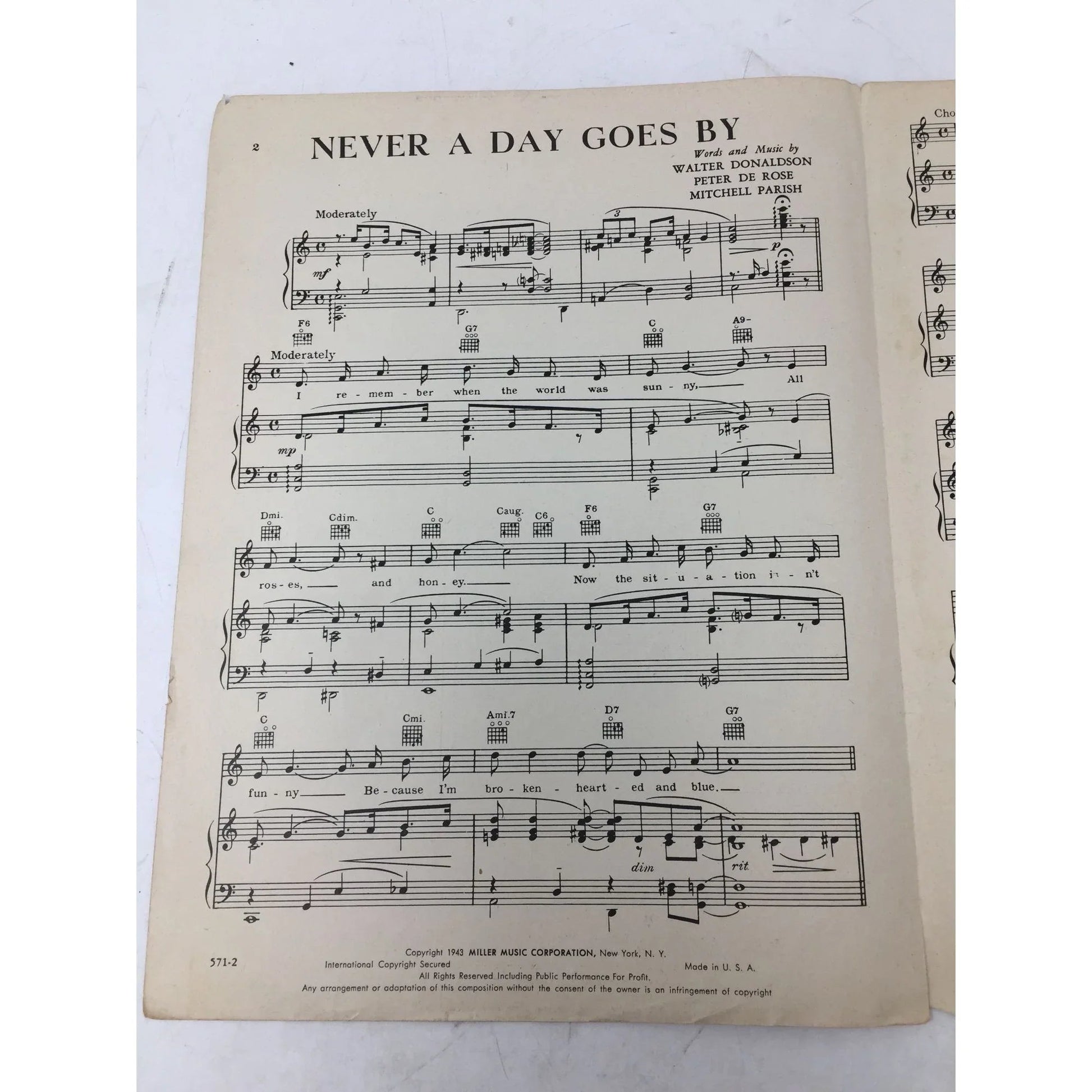 NEVER A DAY GOES BY Vintage sheet music - A+ Stuff - SHEET MUSIC - A+ Stuff