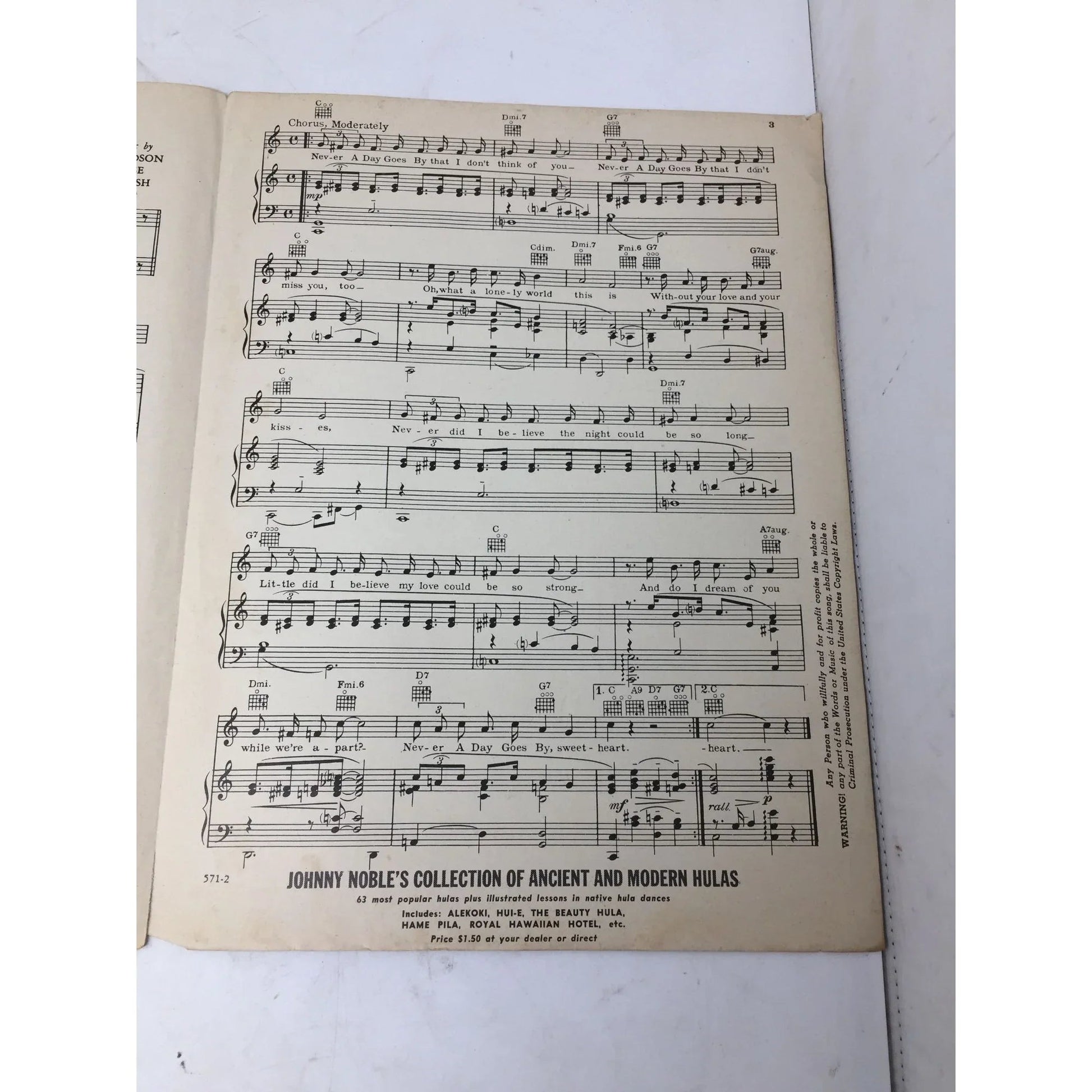 NEVER A DAY GOES BY Vintage sheet music - A+ Stuff - SHEET MUSIC - A+ Stuff