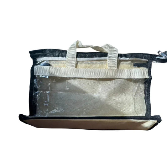 New Handbag with Handles and Zipper (Cream and Black Color) - A+ Stuff - Bag - A+ Stuff