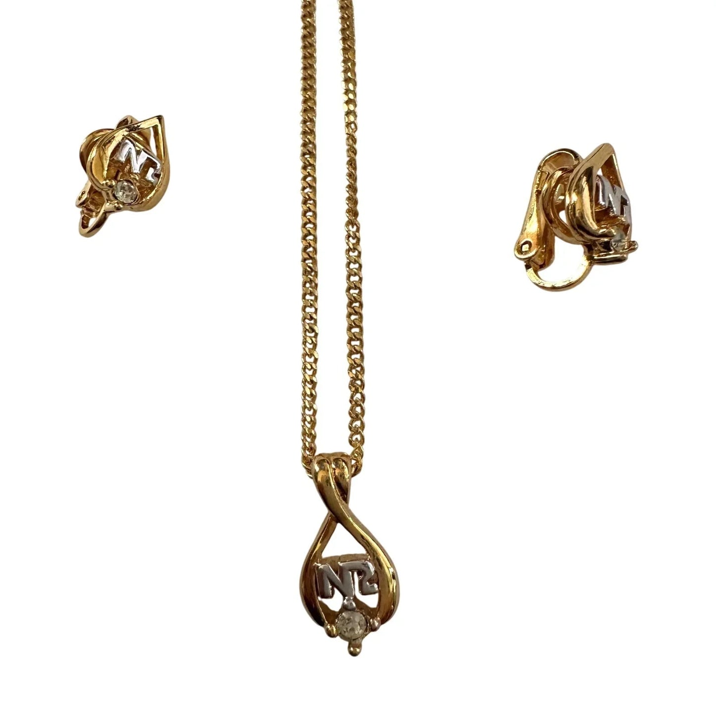 Nina Ricci Necklace nad Earrings Set NR Rhinestone - Nina Ricci - Jewelry Set - A+ Stuff