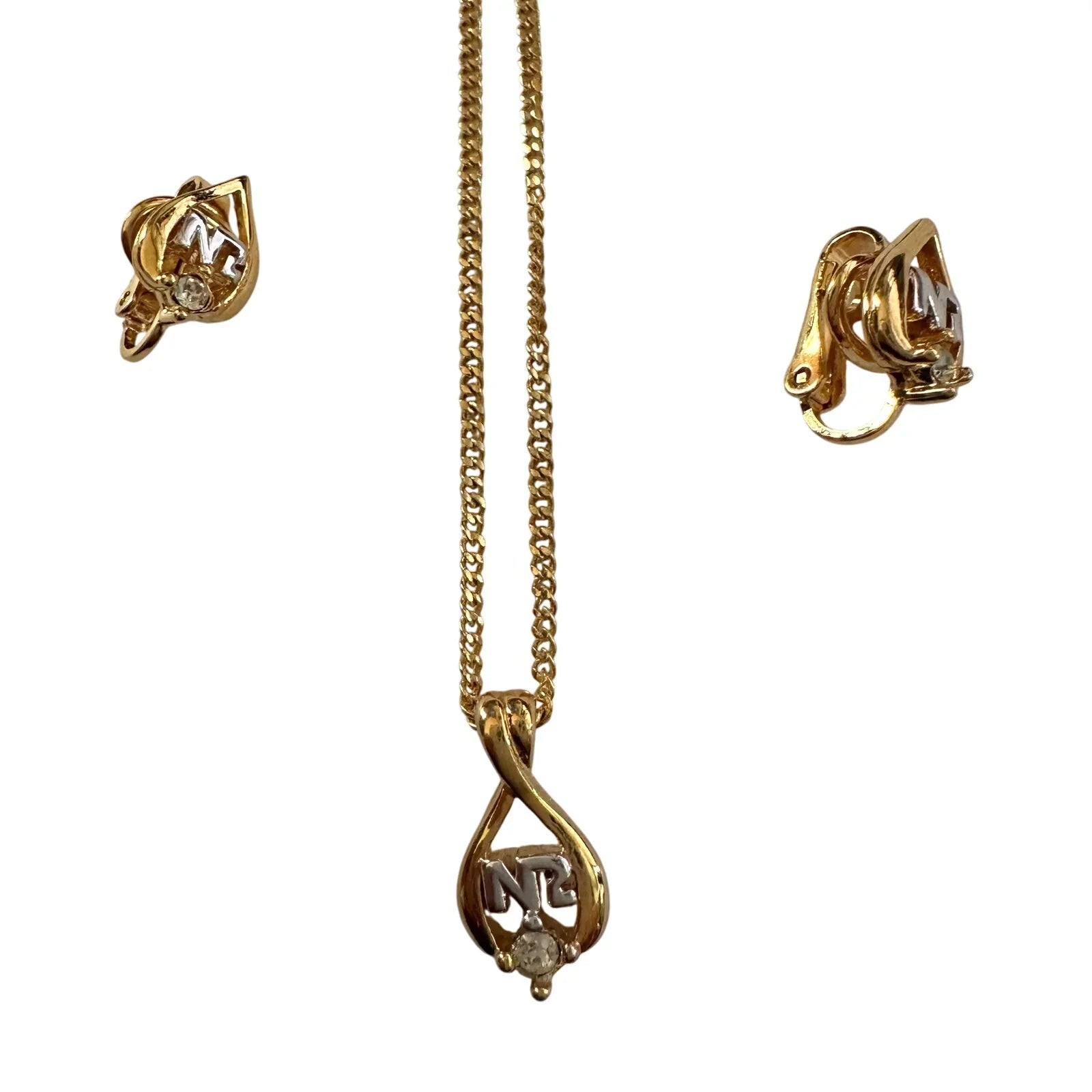 Nina Ricci Necklace nad Earrings Set NR Rhinestone - Nina Ricci - Jewelry Set - A+ Stuff