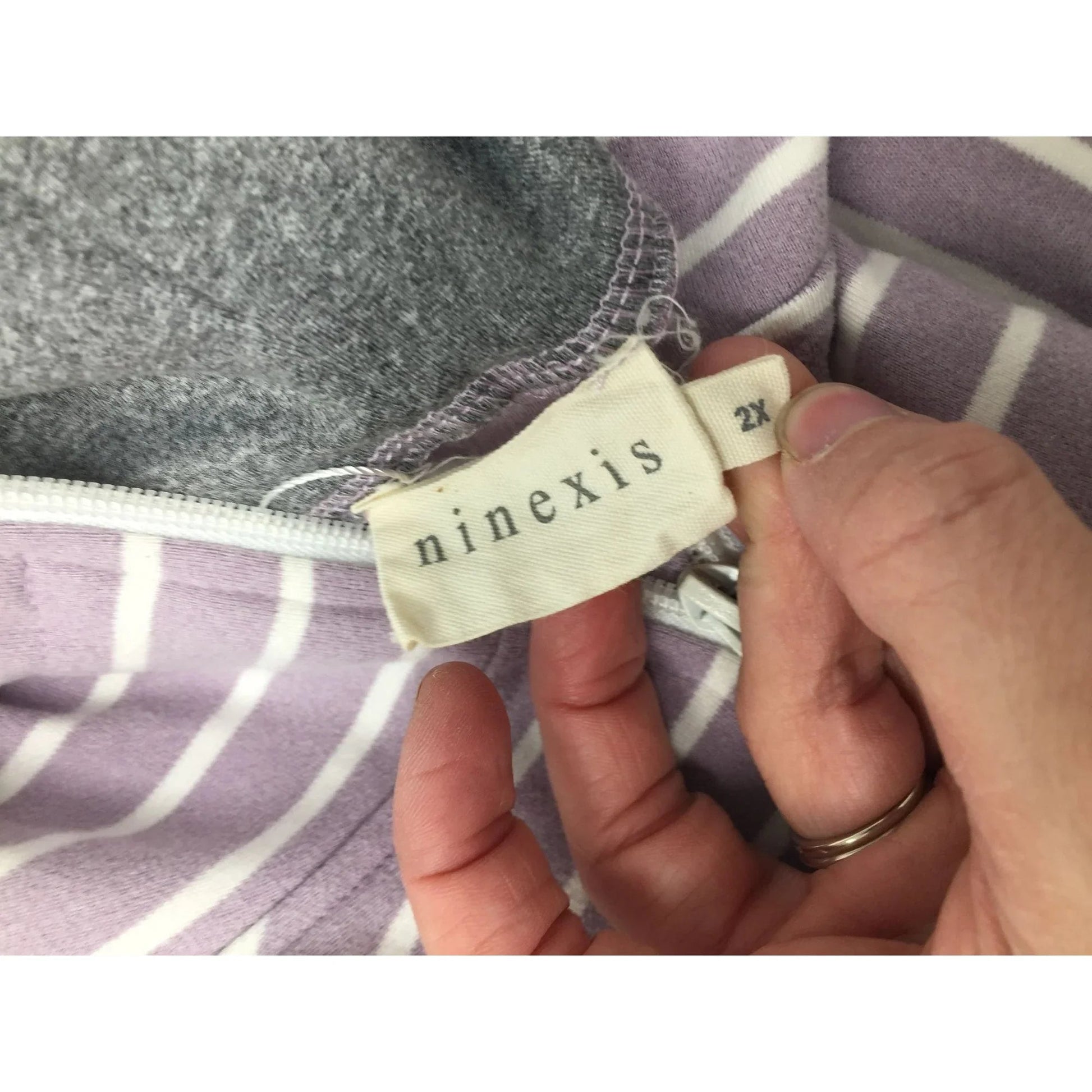 Ninexis Womens Purple and White Striped Hoodie Size 2X - NINEXIS - Shirts & Tops - A+ Stuff