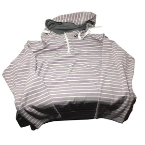 Ninexis Womens Purple and White Striped Hoodie Size 2X