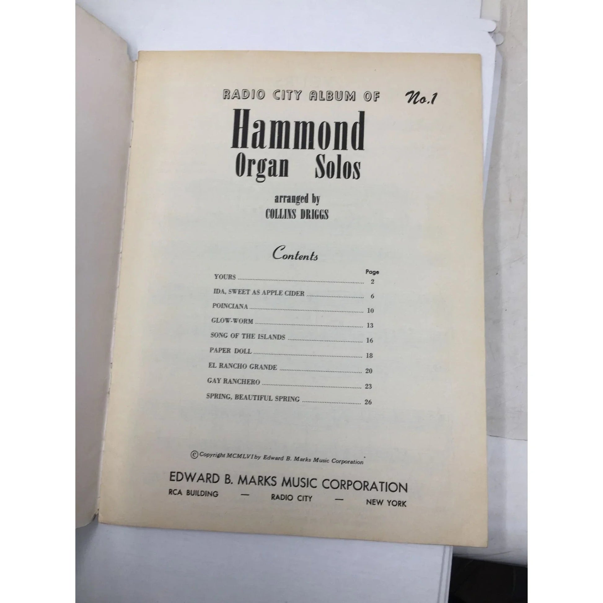 No. 1 - Radio City Album of Hammond Organ Solos - A+ Stuff - SHEET MUSIC - A+ Stuff