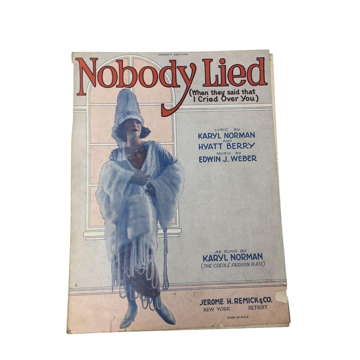 ''NOBODY LIED (When they said that I cried over you)'' Sheet music book - A+ Stuff - SHEET MUSIC - A+ Stuff