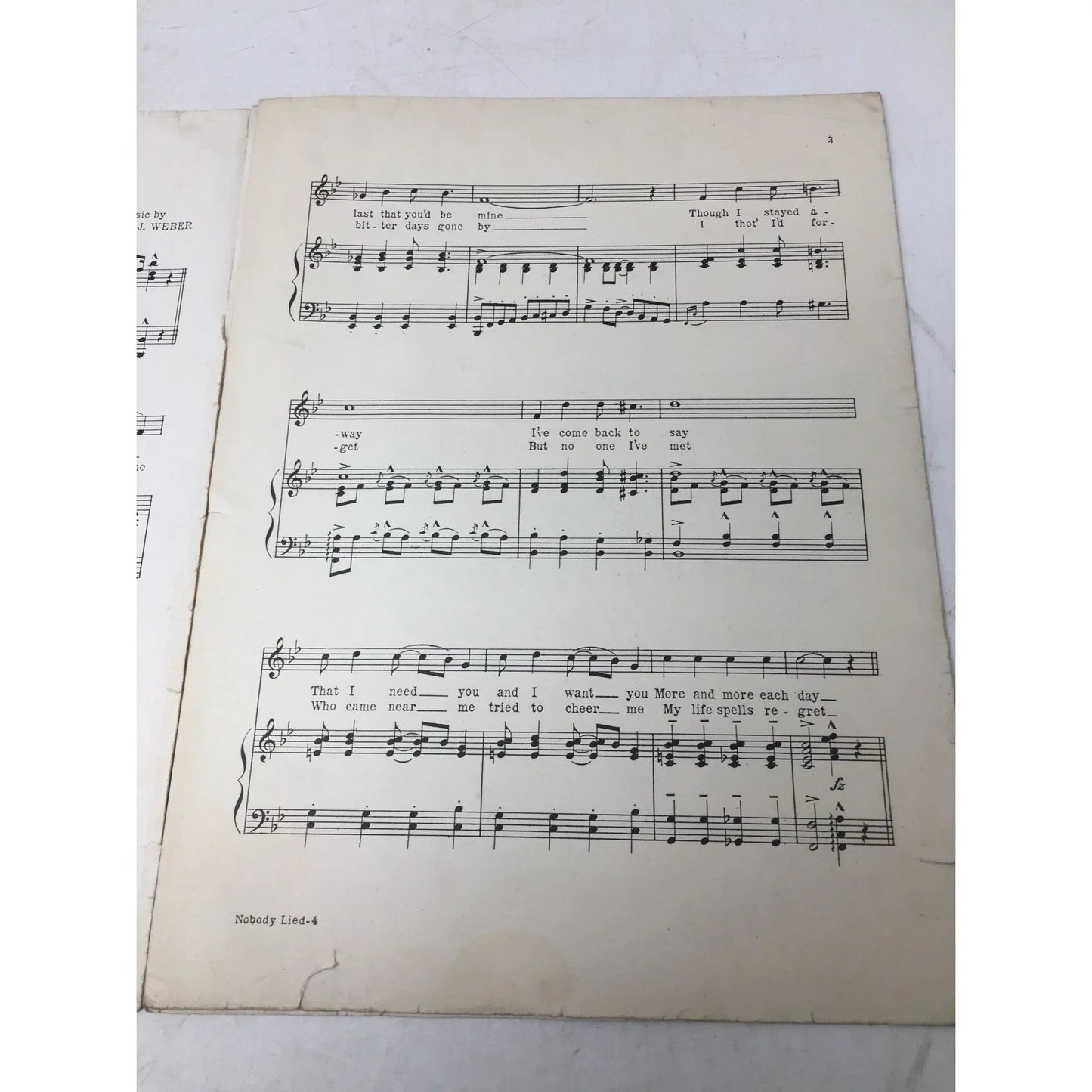 ''NOBODY LIED (When they said that I cried over you)'' Sheet music book - A+ Stuff - SHEET MUSIC - A+ Stuff