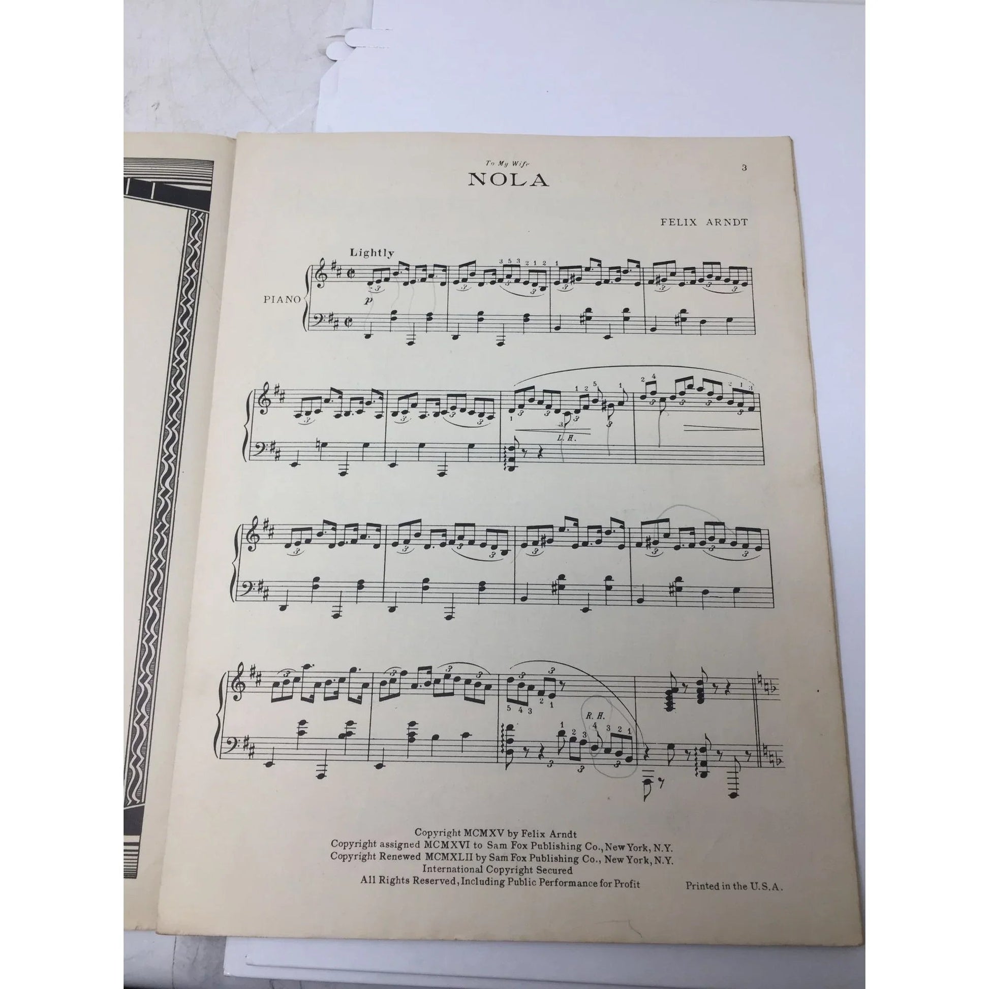 Nola A Silhouette for the Piano by Felix Arndt - A+ Stuff - SHEET MUSIC - A+ Stuff