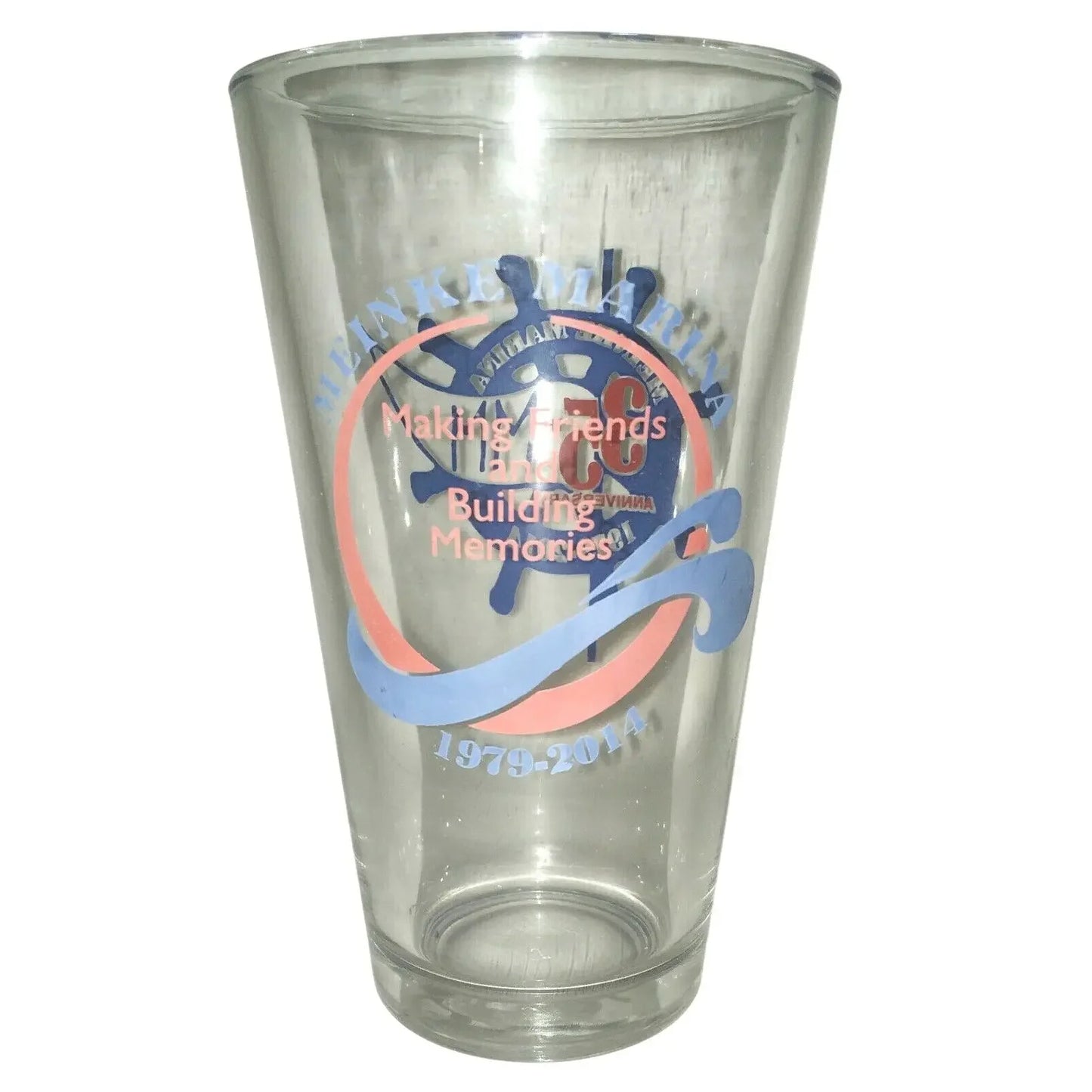 MEINKE MARINA Anniversary Glass & Shot Glass 1979-2014 - Cocktail Glass Set Souvenir CURTICE OHIO Meinke Marina