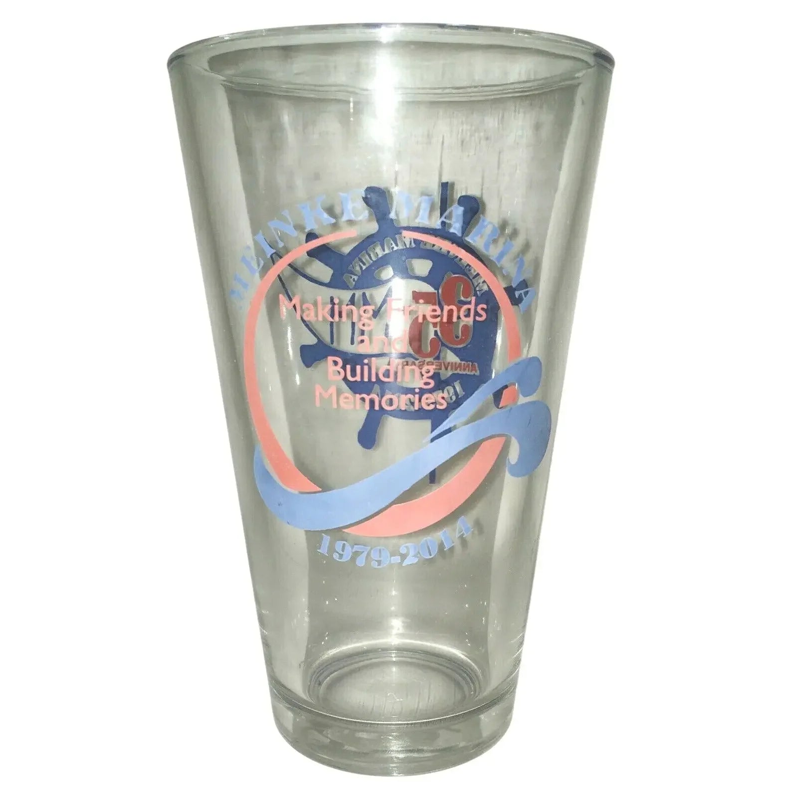 MEINKE MARINA Anniversary Glass & Shot Glass 1979-2014 - Cocktail Glass Set Souvenir CURTICE OHIO Meinke Marina