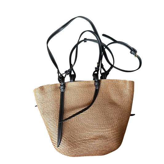 Zara Woven Basket Bag with Black Handles and Crossbody Strap