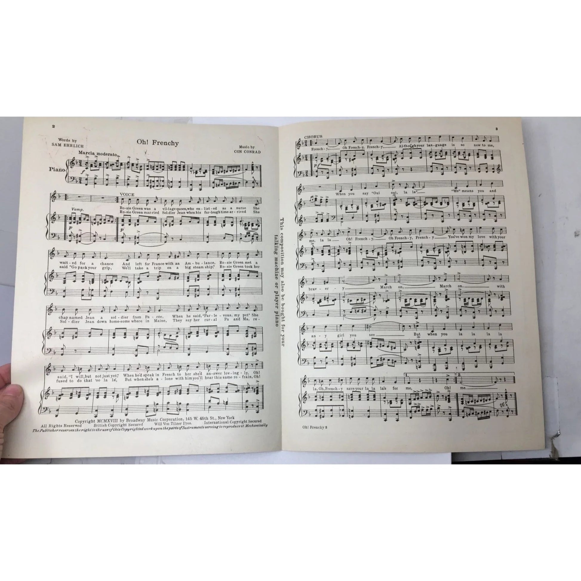 ''OH FRENCHY'' Sheet music - Words by Sam Ehrlich & Music by Con Conrad - A+ Stuff - sheet music - A+ Stuff