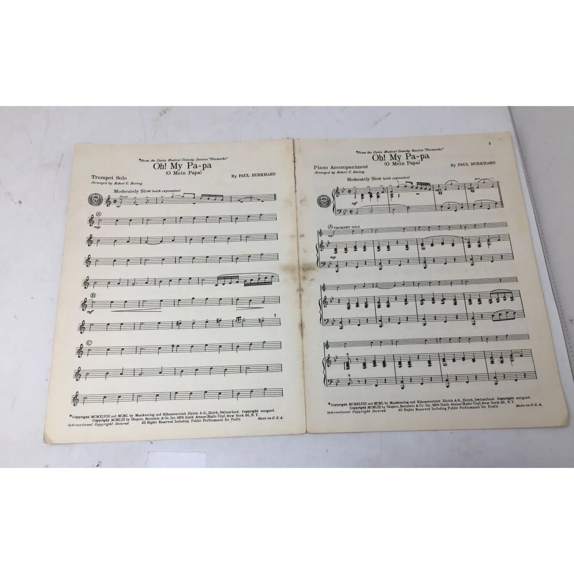 Oh! My Pa - Pa (O Mein Papa) by Paul Burkhard - A+ Stuff - SHEET MUSIC - A+ Stuff